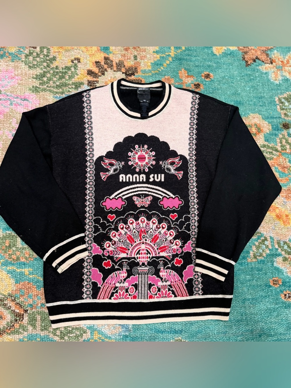 Anna Sui x James Coviello Sweater in Black & Pink Size M/L